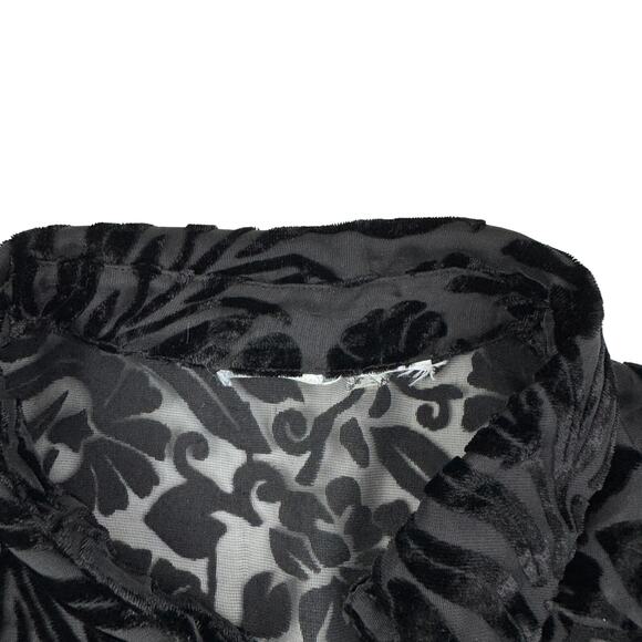 Velvet Burnout Floral Long Sleeve Button Down Blouse Women's Size Large - Picture 4 of 4